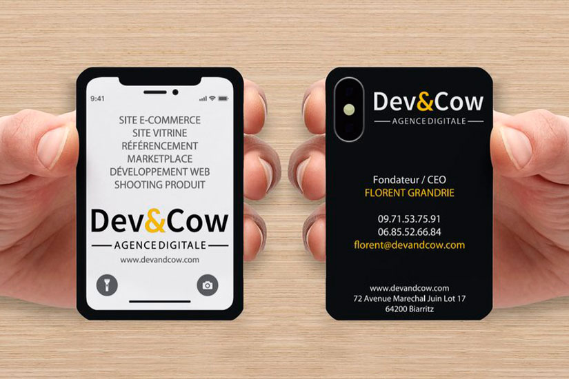 dev & cow carte de visite mock up