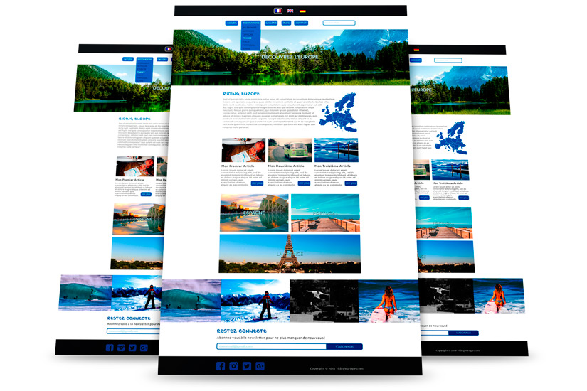 website template design für einen Reiseblog