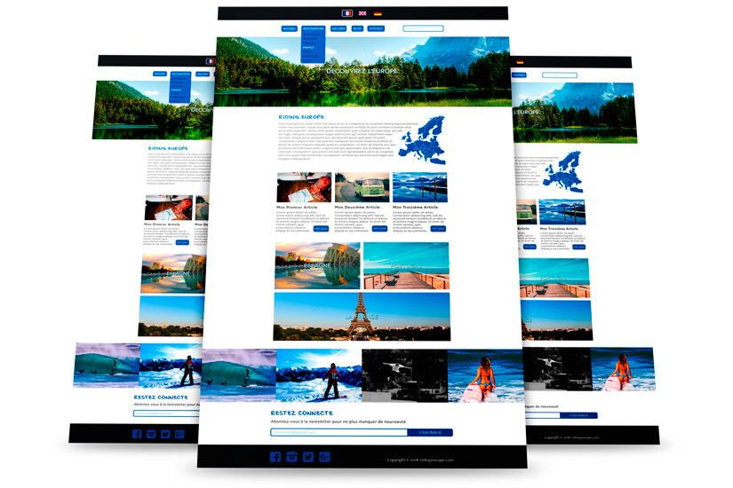 website template design for a journey blog