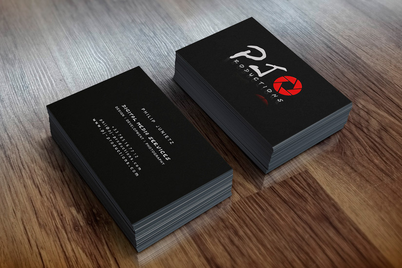 pj productions business card mock up