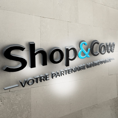 shop & cow logo mock up vignette