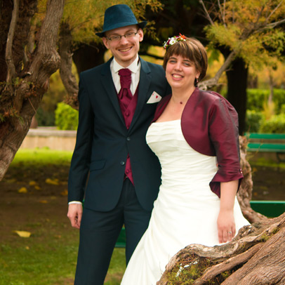 wedding couple in a park thumbnail